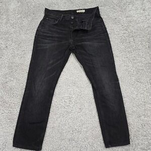 AllSaints Jeans Mens 30x26 Black Sgurr Pistol Skinny Button Up Denim Grunge Punk
